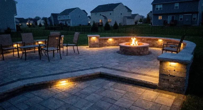 Paver patio nighttime in chattanooga, tn